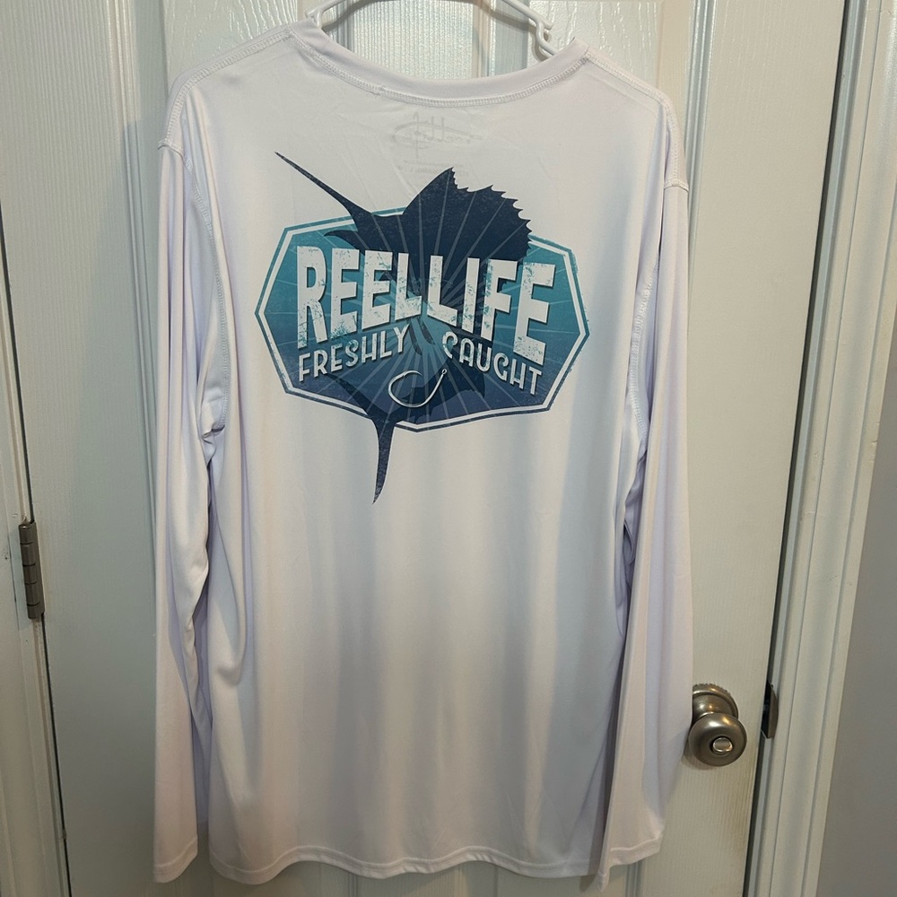 Reel Life Men's White Long Sleeve Tee